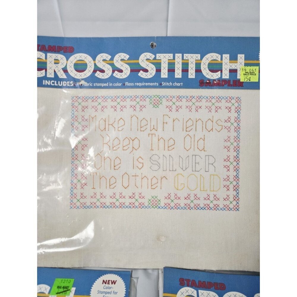 VTG Bucilla Cottage Core Stamped Cross Stitch Sampler Lot of 3 New - Picture 4 of 5